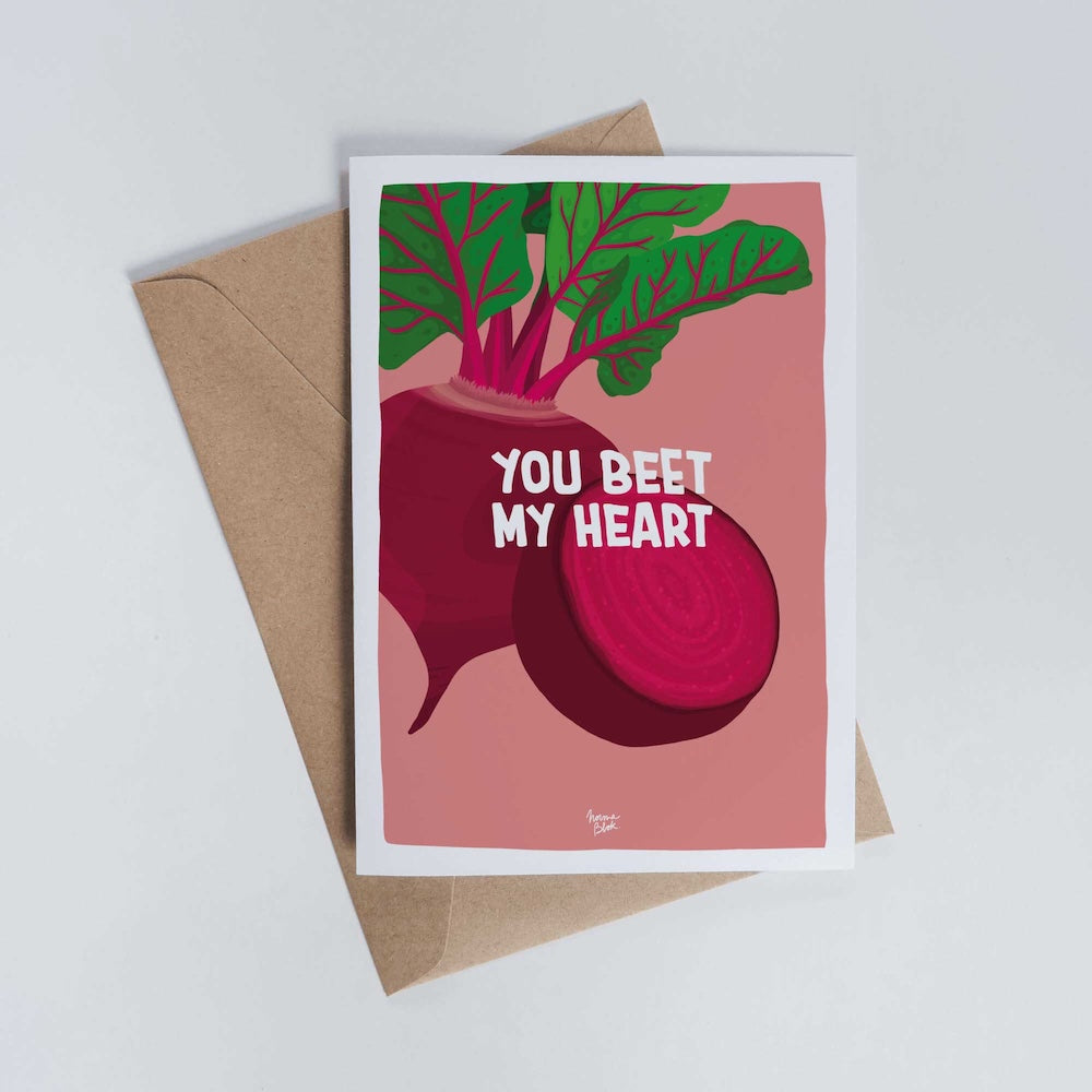 Unique anniversary postcard with beetroot wordplay by normablok