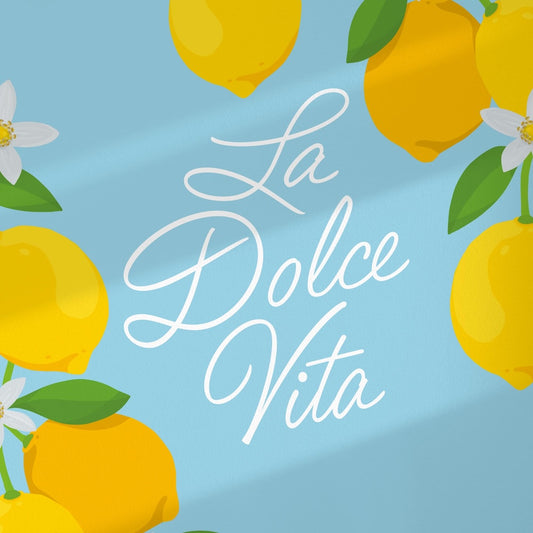 La Dolce vita lemons and flowers art print for beach house in Italy inspired by normablok