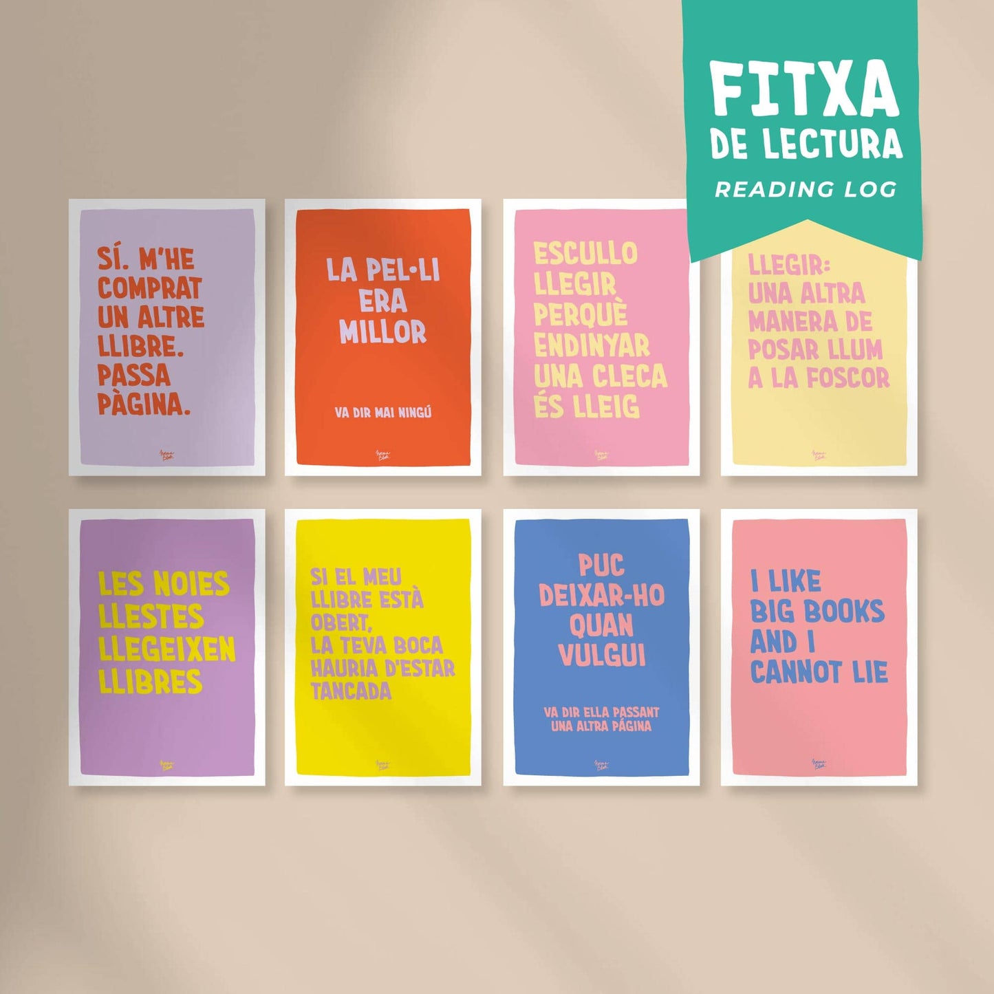 Pack 8 fitxes de lectura "Estic llegint. No molestar" (català)
