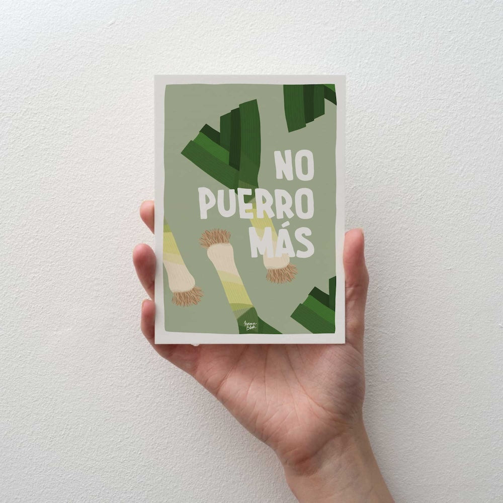 No puerro mas funny Spanish leek pun postcard by normablok