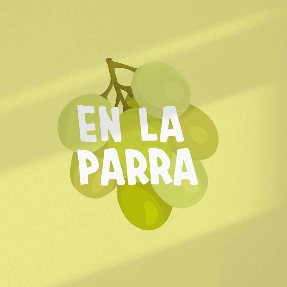 Lámina en la parra con ilustración de unas uvas en fondo verde by normablok