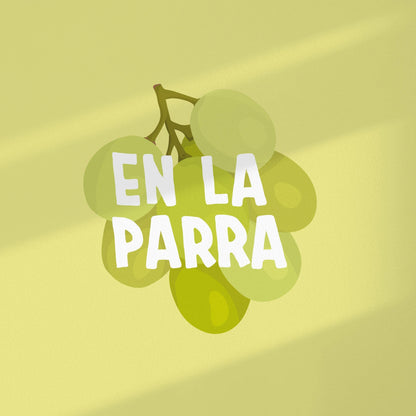 Lámina en la parra con ilustración de unas uvas en fondo verde by normablok