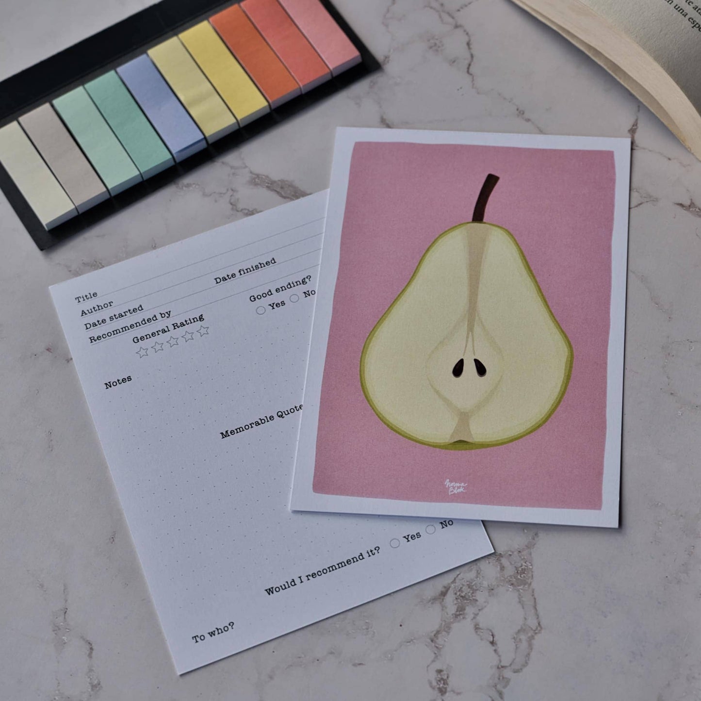 Pack 4 fichas de lectura "Frutas: Granada, Mandarina, Limón y Pera"