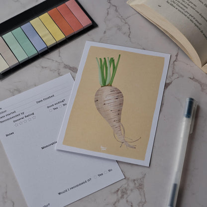 Pack 4 fichas de lectura "Veggies: Cebolla, Guisantes, Nabo, Rábano"