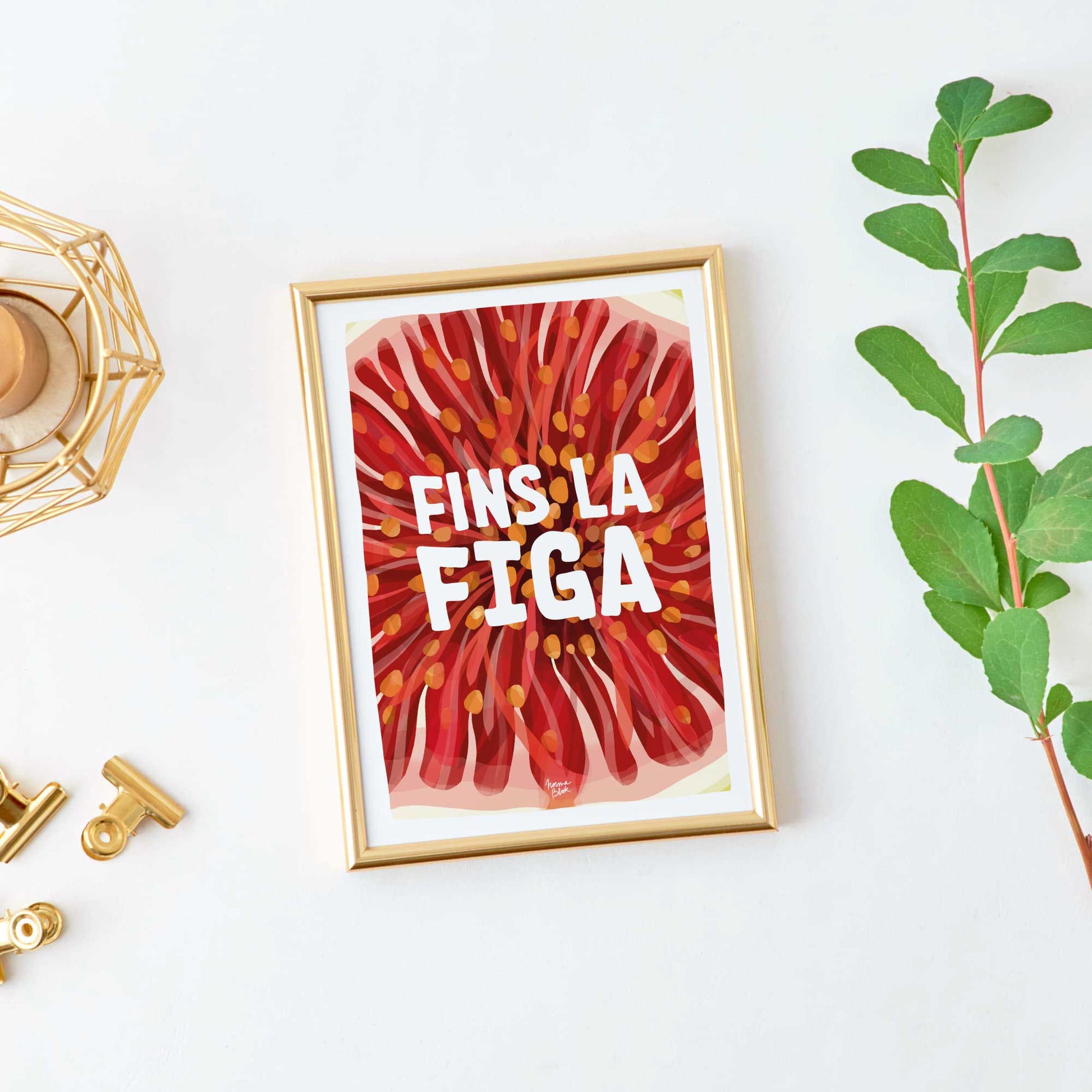Sassy Mediterranean fruit art print for home office by normablok