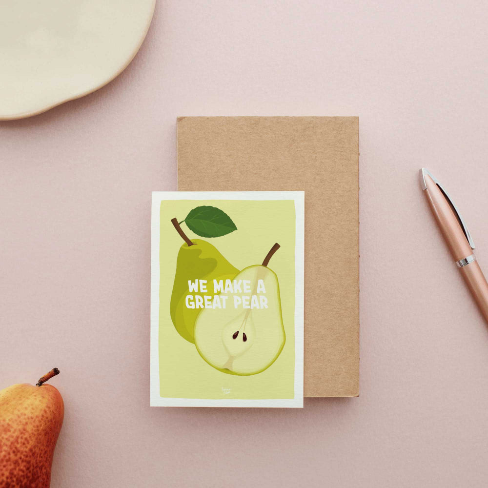 Detailed conference pear illustration with whole and halved fruit by normablok