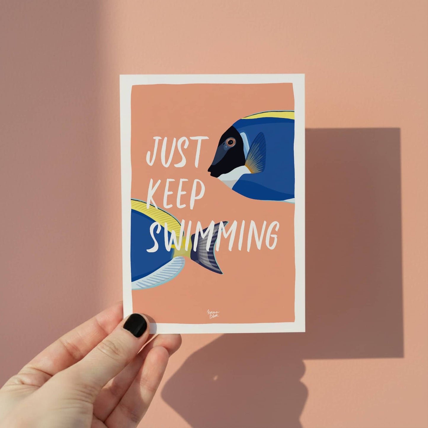 just keep swimming mini print positive affirmation print for girls and best friends by normablok