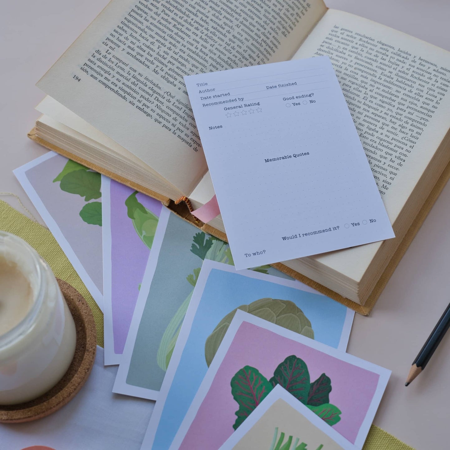 Set of 8 review bookmark cards "Veggies"