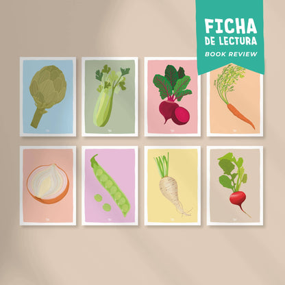 Set of 8 review bookmark cards "Veggies"
