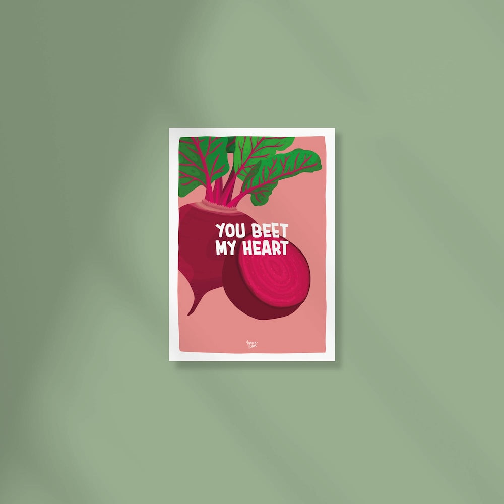 You beet my heart funny vegetable pun postcard by normablok