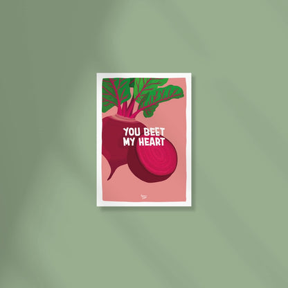 You beet my heart funny vegetable pun postcard by normablok