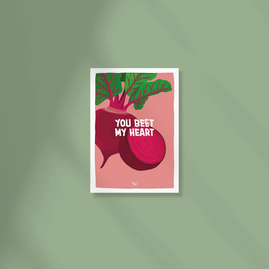 You beet my heart funny vegetable pun postcard by normablok