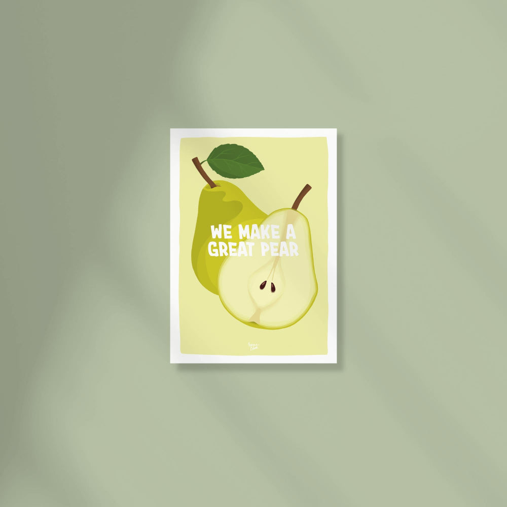 We make a great pear funny fruit pun postcard by normablok