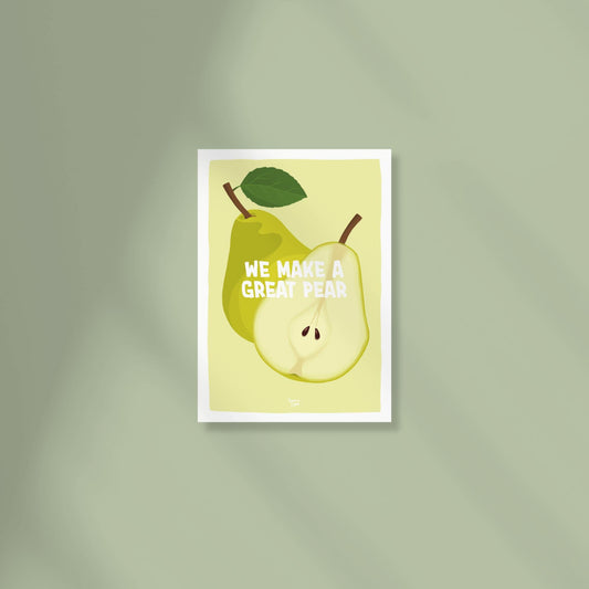 We make a great pear funny fruit pun postcard by normablok