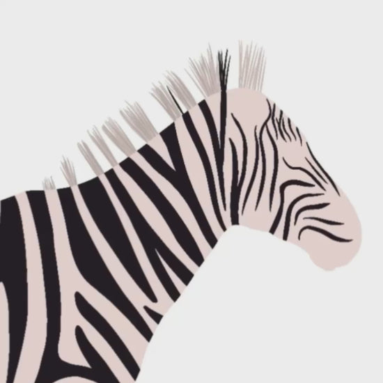 A short video clip showing the digital illustration process of the zebra in Procreate. The video reveals the artist's workflow, starting from the sketch to the final colorful details, providing transparency and showcasing the original hand-drawn effort behind the print.