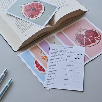 Reading Log Bookmarks "Fruits". Set of 8.