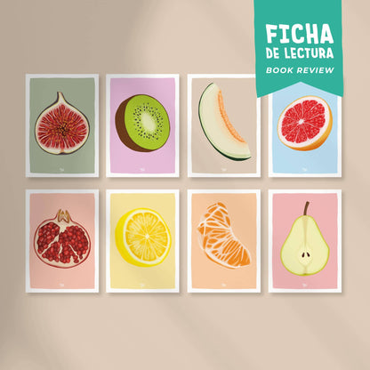 Pack 8 fichas de lectura "Frutas"