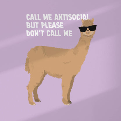 A clean product shot highlighting the detailed alpaca illustration and its quote over a violet background by Normablok.